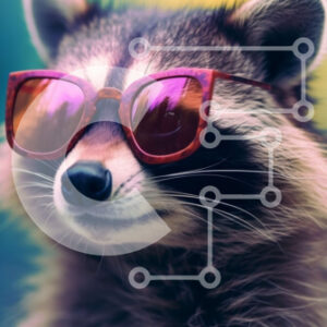 Intra Συλλεκτικό Ξύλινο Παζλ Plywood  4mm - Χαριτωμένο ρακούν που φορά ροζ γυαλιά ηλίου Σε Ξύλινο Κουτί - Διαστάσεις: 10x10 cm – 25 κομμάτια