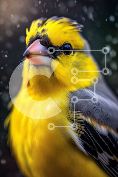 Intra Συλλεκτικό Ξύλινο Παζλ Plywood  4mm - Κίτρινο πουλί με μαύρες κηλίδες στη μέση της πτήσης Σε Ξύλινο Κουτί - Διαστάσεις: 10x10 cm – 25 κομμάτια