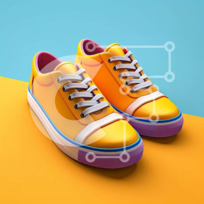 Intra Συλλεκτικό Ξύλινο Παζλ Plywood 4mm - Ζωντανή εικόνα με κίτρινα αθλητικά παπούτσια με μπλε και μοβ τόνους Σε Ξύλινο Κουτί - Διαστάσεις: 10x10 cm – 25 κομμάτια - Image 1