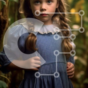 Intra Συλλεκτικό Ξύλινο Παζλ Plywood  4mm - Όμορφη εικόνα ενός νεαρού κοριτσιού με μπλε φόρεμα στο δάσος Σε Ξύλινο Κουτί - Διαστάσεις: 10x10 cm – 25 κομμάτια