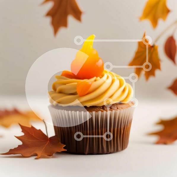 Intra Συλλεκτικό Ξύλινο Παζλ Plywood  4mm - Λαχταριστό cupcake με παγωμένο πορτοκάλι και φθινοπωρινά φύλλα Σε Ξύλινο Κουτί - Διαστάσεις: 10x10 cm – 25 κομμάτια