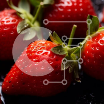 Intra Συλλεκτικό Ξύλινο Παζλ Plywood  4mm - Φρέσκες ώριμες φράουλες σε μαύρη επιφάνεια Σε Ξύλινο Κουτί - Διαστάσεις: 10x10 cm – 25 κομμάτια - Image 1