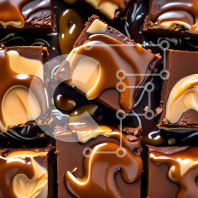 Intra Συλλεκτικό Ξύλινο Παζλ Plywood  4mm - Νόστιμα μπράουνις σοκολάτας με σάλτσα καραμέλας - φωτογραφία από κοντά Σε Ξύλινο Κουτί - Διαστάσεις: 10x10 cm – 25 κομμάτια - Image 1