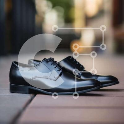 Intra Συλλεκτικό Ξύλινο Παζλ Plywood  4mm - Ζευγάρι μαύρα παπούτσια Derby στο πεζοδρόμιο Σε Ξύλινο Κουτί - Διαστάσεις: 10x10 cm – 25 κομμάτια - Image 1