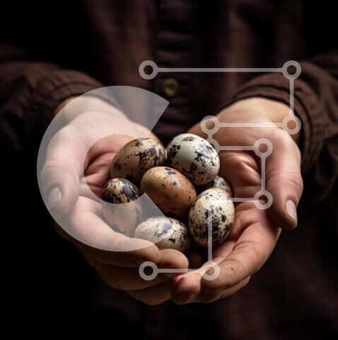 Intra Συλλεκτικό Ξύλινο Παζλ Plywood  4mm - Άτομο που κρατά διάφορα αυγά Σε Ξύλινο Κουτί - Διαστάσεις: 10x10 cm – 25 κομμάτια - Image 1