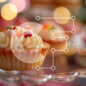 Intra Συλλεκτικό Ξύλινο Παζλ Plywood  4mm - Cupcakes με White Frosting και Πασπαλίζουμε σε ένα γυάλινο πιάτο Σε Ξύλινο Κουτί - Διαστάσεις: 10x10 cm – 25 κομμάτια - Image 1