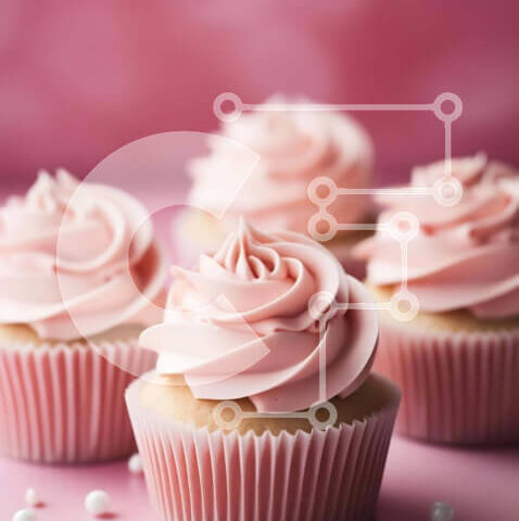 Intra Συλλεκτικό Ξύλινο Παζλ Plywood  4mm - Ροζ cupcakes με πάγωμα και πέρλες σε ροζ φόντο Σε Ξύλινο Κουτί - Διαστάσεις: 10x10 cm – 25 κομμάτια - Image 1