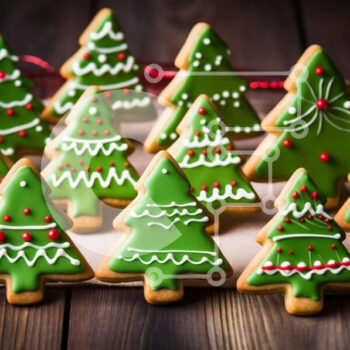 Intra Συλλεκτικό Ξύλινο Παζλ Plywood  4mm - Φρεσκοψημένα μπισκότα χριστουγεννιάτικων δέντρων σε ένα ξύλινο τραπέζι Σε Ξύλινο Κουτί - Διαστάσεις: 10x10 cm – 25 κομμάτια - Image 1