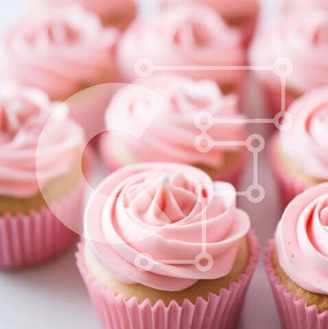 Intra Συλλεκτικό Ξύλινο Παζλ Plywood  4mm - Ροζ cupcakes με λευκή οθόνη παγώματος Σε Ξύλινο Κουτί - Διαστάσεις: 10x10 cm – 25 κομμάτια - Image 1