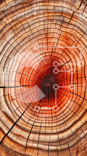 Intra Συλλεκτικό Ξύλινο Παζλ Plywood  4mm - Κοντινή εικόνα του κορμού δέντρου με κυκλικούς κόκκους ξύλου Σε Ξύλινο Κουτί - Διαστάσεις: 10x10 cm – 25 κομμάτια