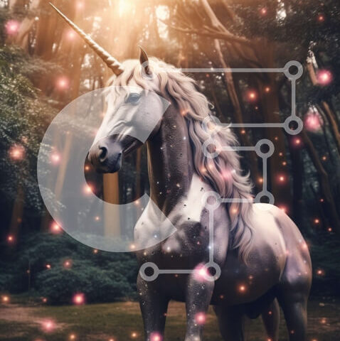 Intra Συλλεκτικό Ξύλινο Παζλ Plywood  4mm - Λευκός μονόκερος σε ένα ξέφωτο δάσους με λαμπερό κέρατο και όμορφα λουλούδια Σε Ξύλινο Κουτί - Διαστάσεις: 10x10 cm – 25 κομμάτια - Image 1