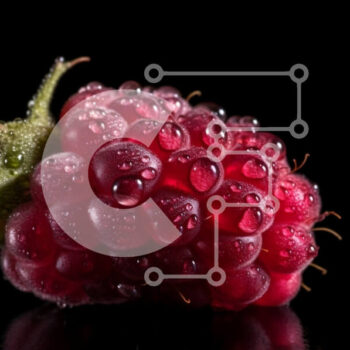 Intra Συλλεκτικό Ξύλινο Παζλ Plywood  4mm - Φρέσκο ​​κόκκινο βατόμουρο με σταγονίδια νερού σε μαύρο φόντο Σε Ξύλινο Κουτί - Διαστάσεις: 10x10 cm – 25 κομμάτια - Image 1