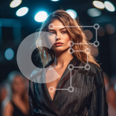 Intra Συλλεκτικό Ξύλινο Παζλ Plywood 4mm - Εκπληκτικό μοντέλο με γυαλιστερό μαύρο φόρεμα στην πασαρέλα Σε Ξύλινο Κουτί - Διαστάσεις: 10x10 cm – 25 κομμάτια - Image 1