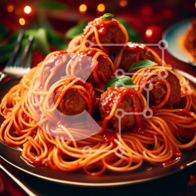 Intra Συλλεκτικό Ξύλινο Παζλ Plywood  4mm - Λαχταριστό πιάτο σπαγγέτι με κεφτεδάκια και σάλτσα ντομάτας Σε Ξύλινο Κουτί - Διαστάσεις: 10x10 cm – 25 κομμάτια - Image 1