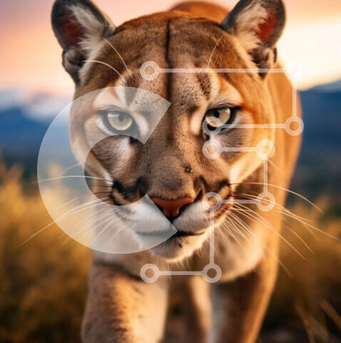 Intra Συλλεκτικό Ξύλινο Παζλ Plywood  4mm - Εκπληκτική εικόνα ενός ορεινού λιονταριού στο φυσικό του περιβάλλον Σε Ξύλινο Κουτί - Διαστάσεις: 10x10 cm – 25 κομμάτια - Image 1