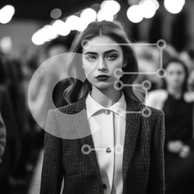 Intra Συλλεκτικό Ξύλινο Παζλ Plywood  4mm - Σοβαρή γυναίκα με μαύρο κοστούμι και λευκό πουκάμισο σε επίδειξη μόδας Σε Ξύλινο Κουτί - Διαστάσεις: 10x10 cm – 25 κομμάτια - Image 1