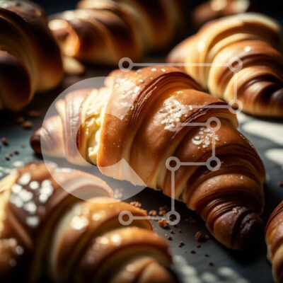 Intra Συλλεκτικό Ξύλινο Παζλ Plywood  4mm - Λαχταριστά κρουασάν σε δίσκο με πασπαλίσματα ζάχαρης Σε Ξύλινο Κουτί - Διαστάσεις: 10x10 cm – 25 κομμάτια - Image 1