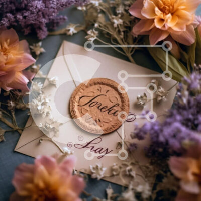 Intra Συλλεκτικό Ξύλινο Παζλ Plywood  4mm - Όμορφη κοντινή πλάνο προσκλητηρίου γάμου με χρυσό κερί σφραγίδα Σε Ξύλινο Κουτί - Διαστάσεις: 10x10 cm – 25 κομμάτια - Image 1