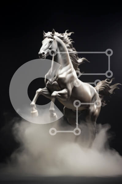 Intra Συλλεκτικό Ξύλινο Παζλ Plywood  4mm - Ασημένιο άλογο που πηδά στον αέρα Σε Ξύλινο Κουτί - Διαστάσεις: 10x10 cm – 25 κομμάτια