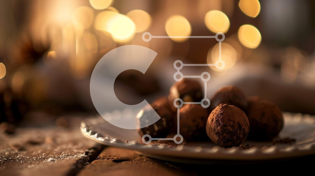 Intra Συλλεκτικό Ξύλινο Παζλ Plywood  4mm - Νόστιμες μπάλες σοκολάτας σε ένα λευκό πιάτο Σε Ξύλινο Κουτί - Διαστάσεις: 10x10 cm – 25 κομμάτια