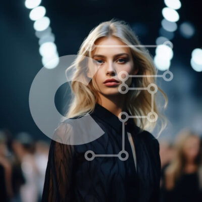 Intra Συλλεκτικό Ξύλινο Παζλ Plywood 4mm - Μοντέλο μόδας που περπατά στην πασαρέλα με καθαρή μαύρη μπλούζα και φούστα Σε Ξύλινο Κουτί - Διαστάσεις: 10x10 cm – 25 κομμάτια - Image 1