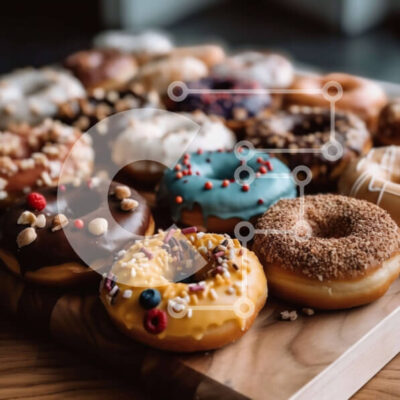 Intra Συλλεκτικό Ξύλινο Παζλ Plywood  4mm - Νόστιμη εικόνα ντόνατς με ψεκασμούς, κομματάκια σοκολάτας και ξηρούς καρπούς Σε Ξύλινο Κουτί - Διαστάσεις: 10x10 cm – 25 κομμάτια - Image 1