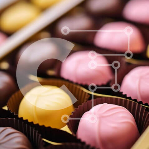 Intra Συλλεκτικό Ξύλινο Παζλ Plywood  4mm - Ποικιλία σοκολάτες και καραμέλες σε πολύχρωμο κουτί Σε Ξύλινο Κουτί - Διαστάσεις: 10x10 cm – 25 κομμάτια - Image 1