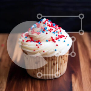 Intra Συλλεκτικό Ξύλινο Παζλ Plywood  4mm - Cupcake 4ης Ιουλίου με κόκκινα, λευκά και μπλε πασπαλίσματα Σε Ξύλινο Κουτί - Διαστάσεις: 10x10 cm – 25 κομμάτια