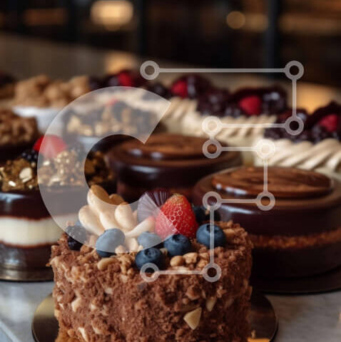 Intra Συλλεκτικό Ξύλινο Παζλ Plywood  4mm - Απολαύστε νόστιμα διάφορα επιδόρπια διακοσμημένα με φρούτα, ξηρούς καρπούς και σοκολάτα Σε Ξύλινο Κουτί - Διαστάσεις: 10x10 cm – 25 κομμάτια - Image 1