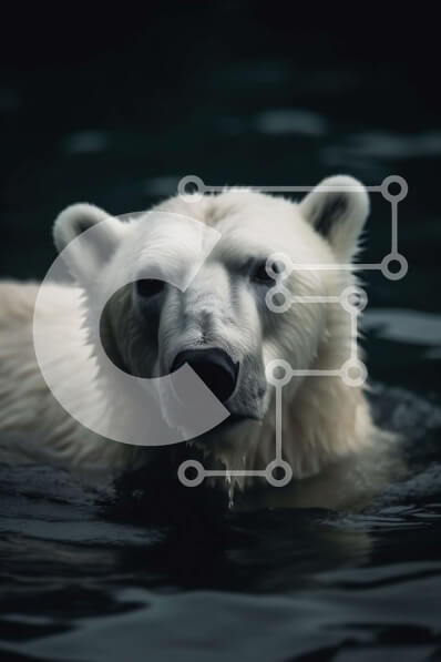 Intra Συλλεκτικό Ξύλινο Παζλ Plywood  4mm - Εκπληκτική εικόνα μιας λευκής πολικής αρκούδας που κολυμπά στο νερό Σε Ξύλινο Κουτί - Διαστάσεις: 10x10 cm – 25 κομμάτια