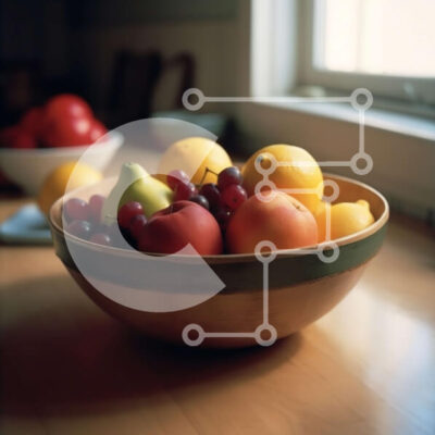 Intra Συλλεκτικό Ξύλινο Παζλ Plywood  4mm - Μπολ με φρέσκα φρούτα σε ξύλινο τραπέζι με φόντο παράθυρο Σε Ξύλινο Κουτί - Διαστάσεις: 10x10 cm – 25 κομμάτια - Image 1