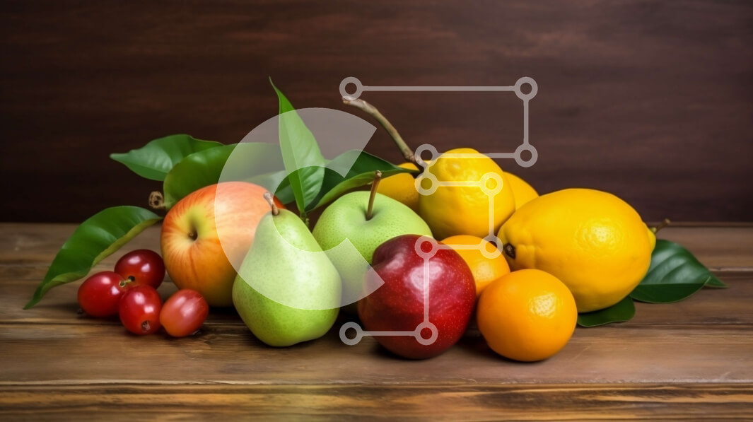 Intra Συλλεκτικό Ξύλινο Παζλ Plywood  4mm - Σύνθεση με φρέσκα φρούτα σε ρουστίκ ξύλινο τραπέζι Σε Ξύλινο Κουτί - Διαστάσεις: 10x10 cm – 25 κομμάτια