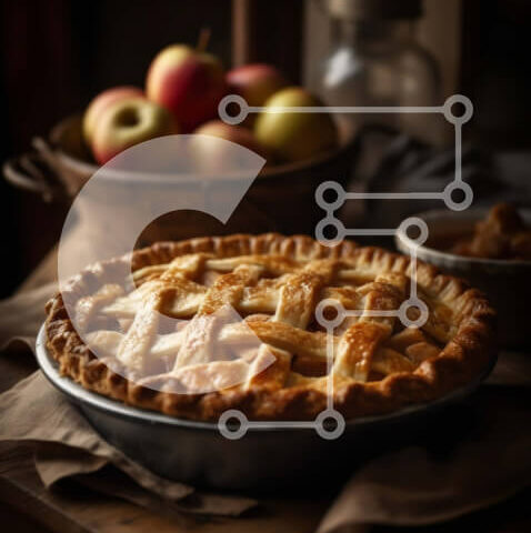 Intra Συλλεκτικό Ξύλινο Παζλ Plywood 4mm - Νόστιμη εικόνα από φρεσκοψημένη μηλόπιτα με παγωτό βανίλια Σε Ξύλινο Κουτί - Διαστάσεις: 10x10 cm – 25 κομμάτια - Image 1