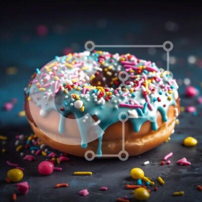 Intra Συλλεκτικό Ξύλινο Παζλ Plywood  4mm - Πολύχρωμο γυαλισμένο ντόνατ με ψεκασμούς σε σκοτεινή επιφάνεια Σε Ξύλινο Κουτί - Διαστάσεις: 10x10 cm – 25 κομμάτια - Image 1