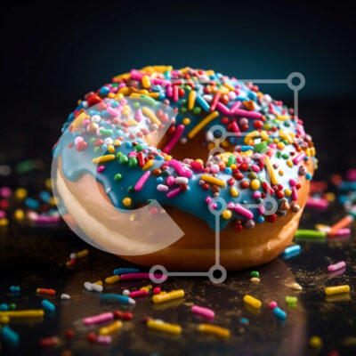 Intra Συλλεκτικό Ξύλινο Παζλ Plywood  4mm - Πολύχρωμα ψεκάζει σε ένα φρεσκογυαλισμένο ντόνατ Σε Ξύλινο Κουτί - Διαστάσεις: 10x10 cm – 25 κομμάτια - Image 1