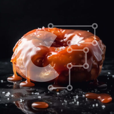 Intra Συλλεκτικό Ξύλινο Παζλ Plywood 4mm - Νόστιμη εικόνα από γλασαρισμένο ντόνατ με σάλτσα καραμέλας Σε Ξύλινο Κουτί - Διαστάσεις: 10x10 cm – 25 κομμάτια - Image 1