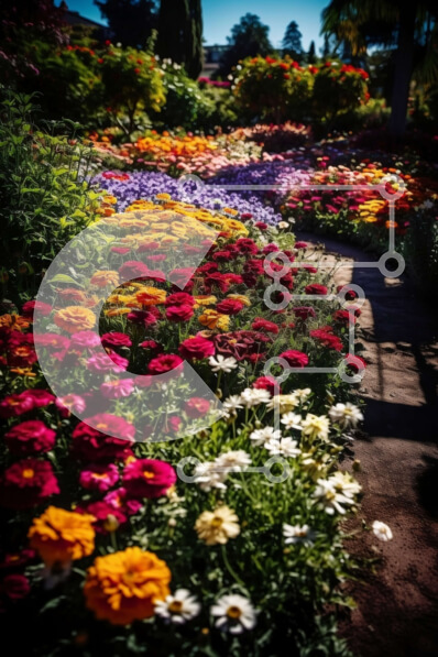 Intra Συλλεκτικό Ξύλινο Παζλ Plywood  4mm - Όμορφη εικόνα ενός πολύχρωμου κήπου σε πλήρη άνθιση Σε Ξύλινο Κουτί - Διαστάσεις: 10x10 cm – 25 κομμάτια