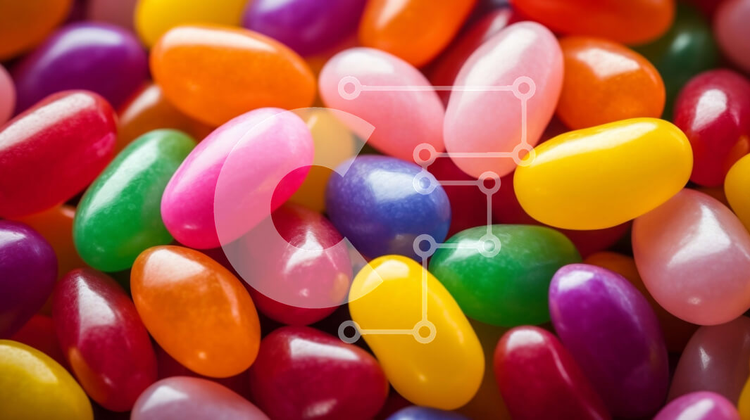 Intra Συλλεκτικό Ξύλινο Παζλ Plywood  4mm - Κοντινό πλάνο πολύχρωμων φασολιών ζελέ Σε Ξύλινο Κουτί - Διαστάσεις: 10x10 cm – 25 κομμάτια