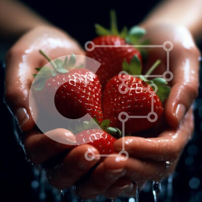 Intra Συλλεκτικό Ξύλινο Παζλ Plywood  4mm - Κοντινό πλάνο ώριμων φραουλών με χυμό που στάζει κάτω Σε Ξύλινο Κουτί - Διαστάσεις: 10x10 cm – 25 κομμάτια - Image 1