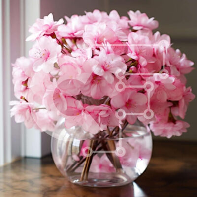 Intra Συλλεκτικό Ξύλινο Παζλ Plywood  4mm - Φρέσκα ροζ λουλούδια σε διαφανές γυάλινο βάζο στο τραπέζι Σε Ξύλινο Κουτί - Διαστάσεις: 10x10 cm – 25 κομμάτια - Image 1