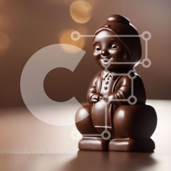 Intra Συλλεκτικό Ξύλινο Παζλ Plywood  4mm - Χαμογελαστό ειδώλιο σοκολάτας σε φόντο φώτα Bokeh Σε Ξύλινο Κουτί - Διαστάσεις: 10x10 cm – 25 κομμάτια - Image 1