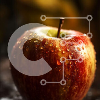 Intra Συλλεκτικό Ξύλινο Παζλ Plywood  4mm - Φρέσκο ​​μήλο με σταγονίδια νερού - Φωτογραφία Αρχείου Σε Ξύλινο Κουτί - Διαστάσεις: 10x10 cm – 25 κομμάτια - Image 1