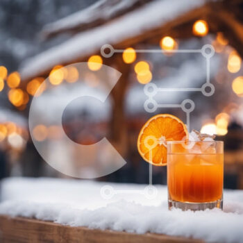 Intra Συλλεκτικό Ξύλινο Παζλ Plywood  4mm - Χειμερινή τραπεζαρία σε εξωτερικό χώρο με γαρνιτούρα σε φέτες πορτοκαλιού Σε Ξύλινο Κουτί - Διαστάσεις: 10x10 cm – 25 κομμάτια - Image 1