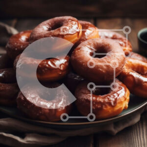 Intra Συλλεκτικό Ξύλινο Παζλ Plywood  4mm - Νόστιμα γλασμένα ντόνατς σερβιρισμένα με καφέ σε ξύλινο τραπέζι Σε Ξύλινο Κουτί - Διαστάσεις: 10x10 cm – 25 κομμάτια