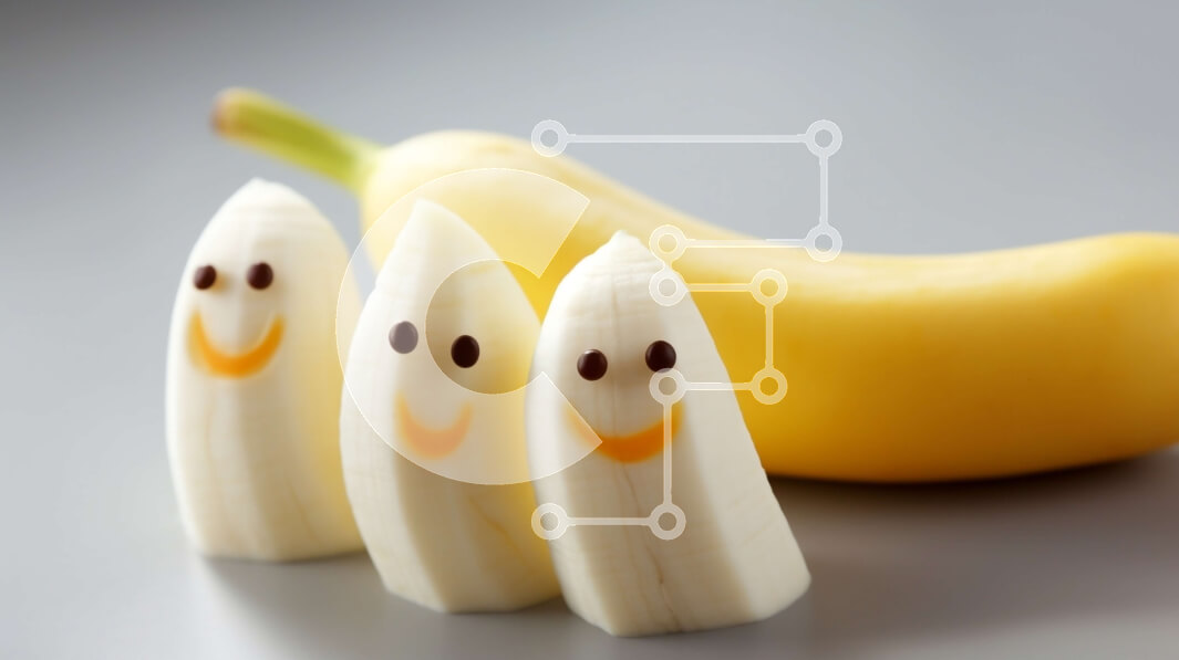 Intra Συλλεκτικό Ξύλινο Παζλ Plywood  4mm - Μπανάνες σε φέτες με χαμογελαστά πρόσωπα και μια ολόκληρη μπανάνα Σε Ξύλινο Κουτί - Διαστάσεις: 10x10 cm – 25 κομμάτια