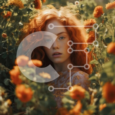 Intra Συλλεκτικό Ξύλινο Παζλ Plywood  4mm - Όμορφη εικόνα μιας γυναίκας με λευκό δαντελένιο φόρεμα που περιβάλλεται από αγριολούλουδα Σε Ξύλινο Κουτί - Διαστάσεις: 10x10 cm – 25 κομμάτια - Image 1