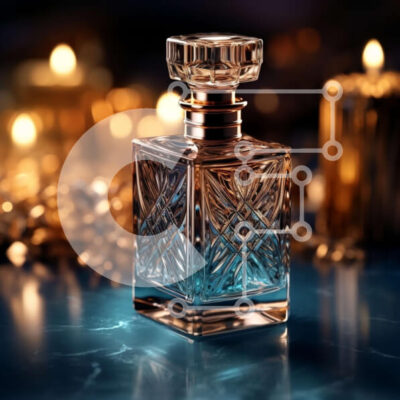 Intra Συλλεκτικό Ξύλινο Παζλ Plywood  4mm - Μπουκάλι αρώματος με κεριά σε ένα σκούρο ξύλινο τραπέζι Σε Ξύλινο Κουτί - Διαστάσεις: 10x10 cm – 25 κομμάτια - Image 1