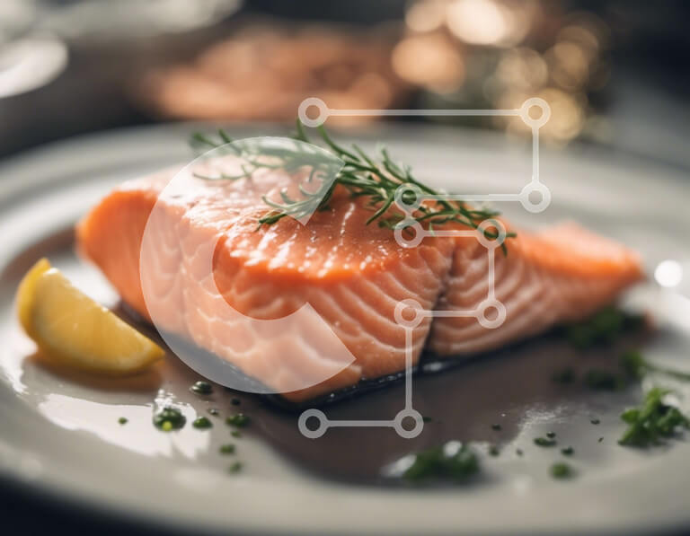 Intra Συλλεκτικό Ξύλινο Παζλ Plywood  4mm - Φρέσκος και καλοψημένος σολομός με λεμόνι Σε Ξύλινο Κουτί - Διαστάσεις: 10x10 cm – 25 κομμάτια