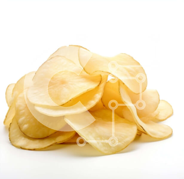 Intra Συλλεκτικό Ξύλινο Παζλ Plywood  4mm - Σωρός από πατατάκια σε άσπρο φόντο Σε Ξύλινο Κουτί - Διαστάσεις: 10x10 cm – 25 κομμάτια