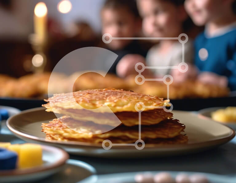 Intra Συλλεκτικό Ξύλινο Παζλ Plywood  4mm - Στοίβα από φρεσκοφτιαγμένες τηγανίτες με παιδιά Σε Ξύλινο Κουτί - Διαστάσεις: 10x10 cm – 25 κομμάτια